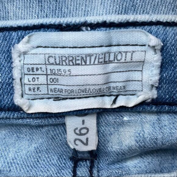 CURRENT ELLIOT THE STILETTO CITY BLEACH DESTROY LIGHT DEMIN SKINNY JEAN SMALL 26 - Picture 7 of 9
